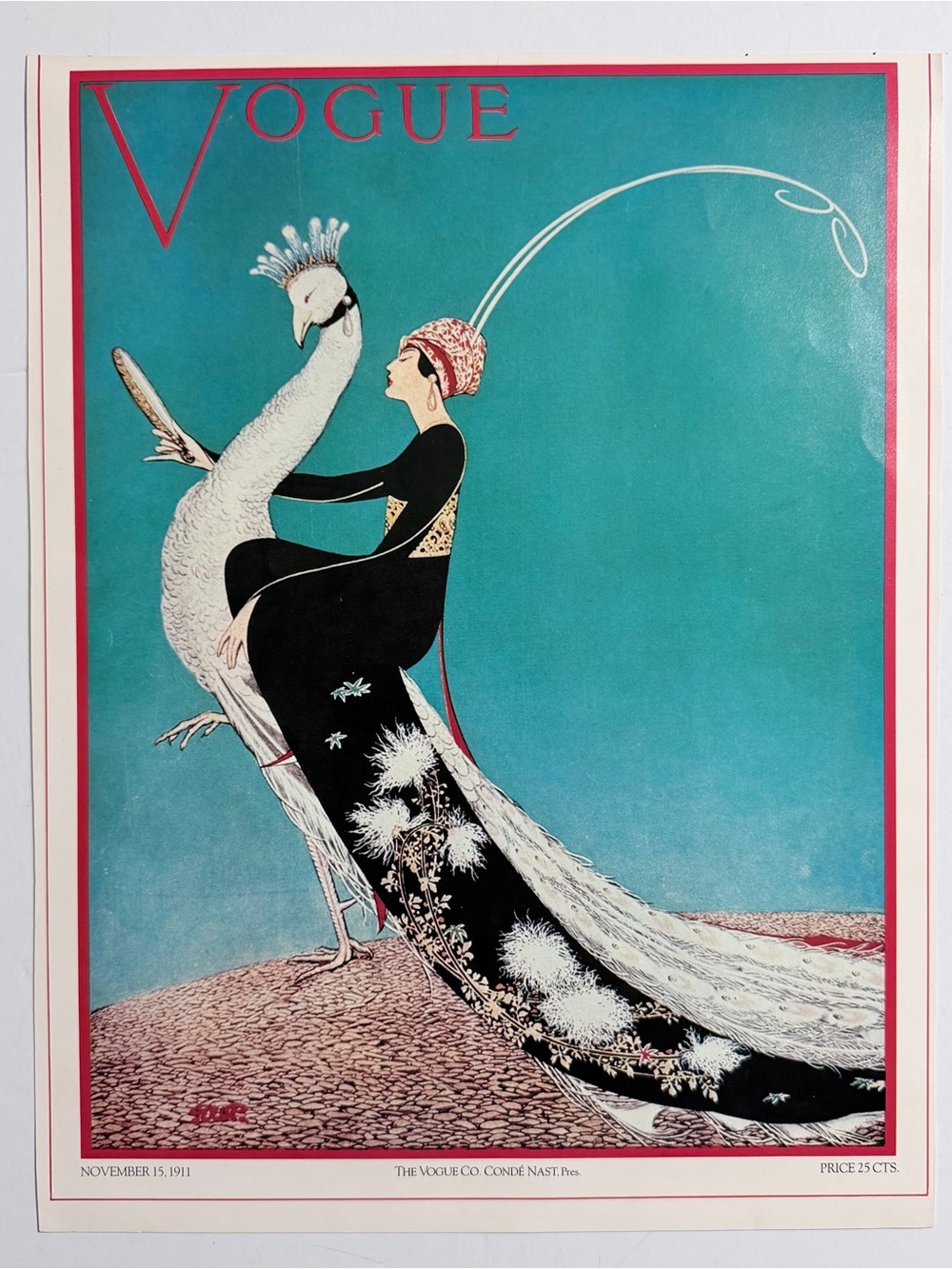 Vintage Vogue Poster Book 1975 George Wolfe Plank Peacock Art Deco Print VGC